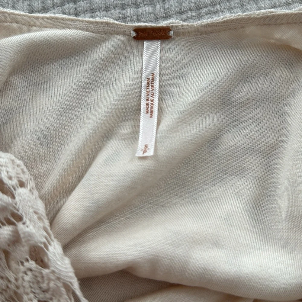 Free People Cream Crochet Backless Long-Sleeve Mini Dress - Picture 3 of 5